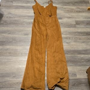 Jack By BB Dakota Camel Faux Suede Jumpsuit Sz Small